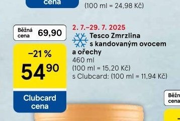 Tesco Zmrzlina s kandovaným ovocem a ořechy