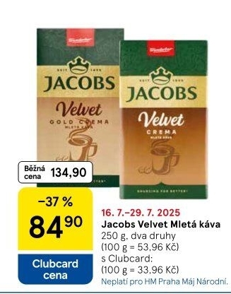 Mleté kávy Jacobs Velvet