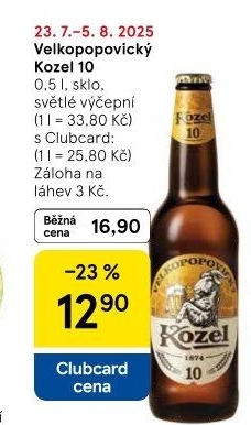 Pivo světlé výčepní 10°Velkopopovický Kozel