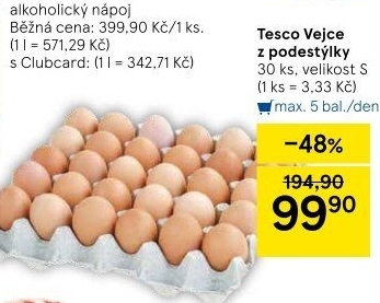 Vejce z podestýlky S Tesco