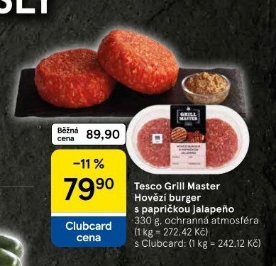 Tesco Grill Master Hovězí burger s papričkou jalapeňo