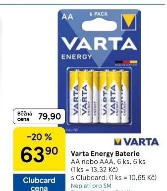 Baterie alkalické Energy Varta