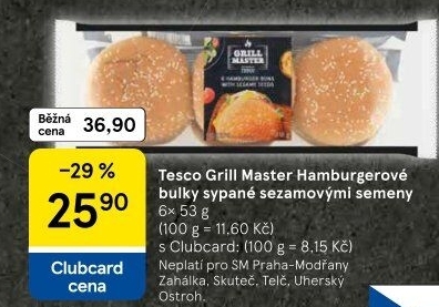Bulka na hamburger Grill Master Tesco