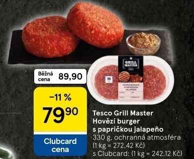 Hovězí burger Jalapeňo Grill Master Tesco