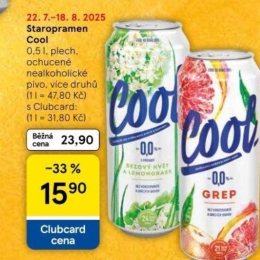 Nealkoholické pivo ochucené Staropramen Cool