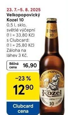 Pivo světlé výčepní 10°Velkopopovický Kozel