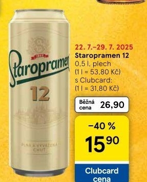 Pivo světlý ležák 12° Staropramen