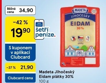 Sýr Eidam Jihočeský 30% Madeta
