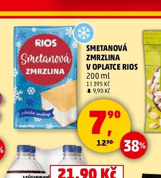 Smetanová zmrzlina v oplatce Rios