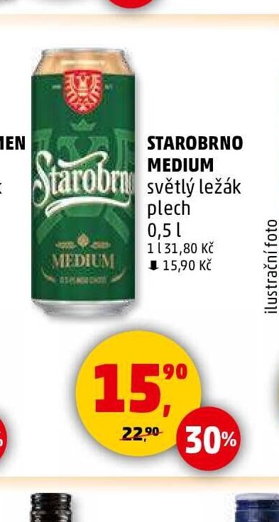 Starobrno Medium světlý ležák plech 0,5 l