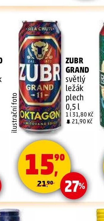 Zubr Grand světlý ležák plech 0,5 l
