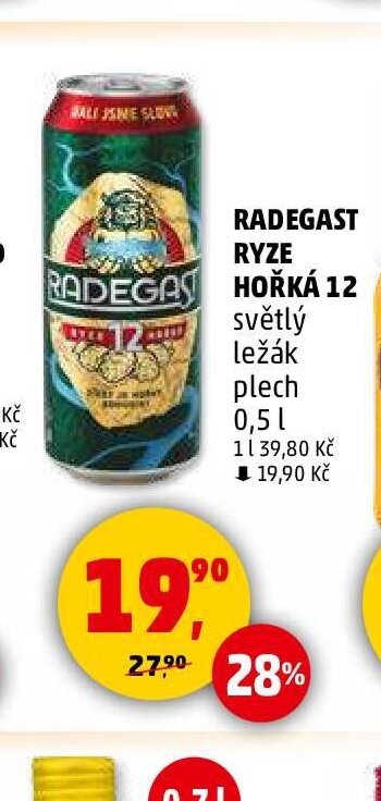 Radegast Ryze hořká 12 světlý ležák plech 0,5 l