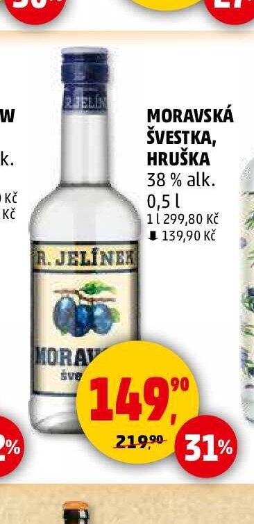 Moravská švestka, Hruška 38 % alk. 0,5 l
