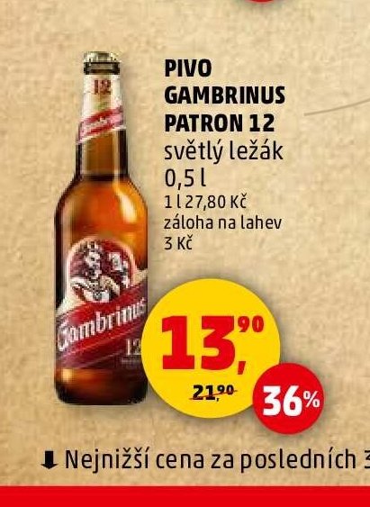 Gambrinus Patron 12 světlý ležák 0,5 l