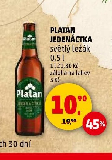 Platan jedenáctka světlý ležák 0,5 l