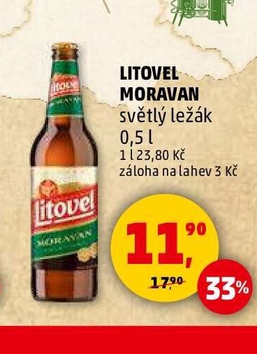 Litovel Moravan světlý ležák 0,5 l