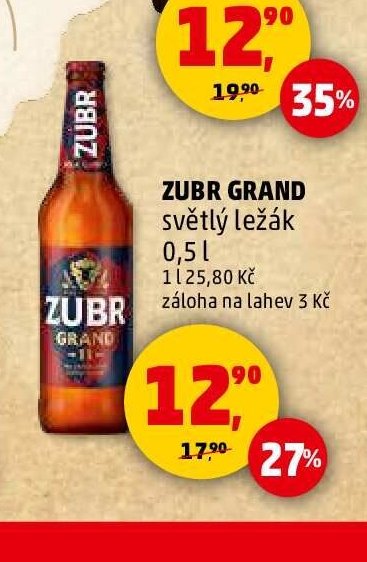 Zubr Grand světlý ležák 0,5 l