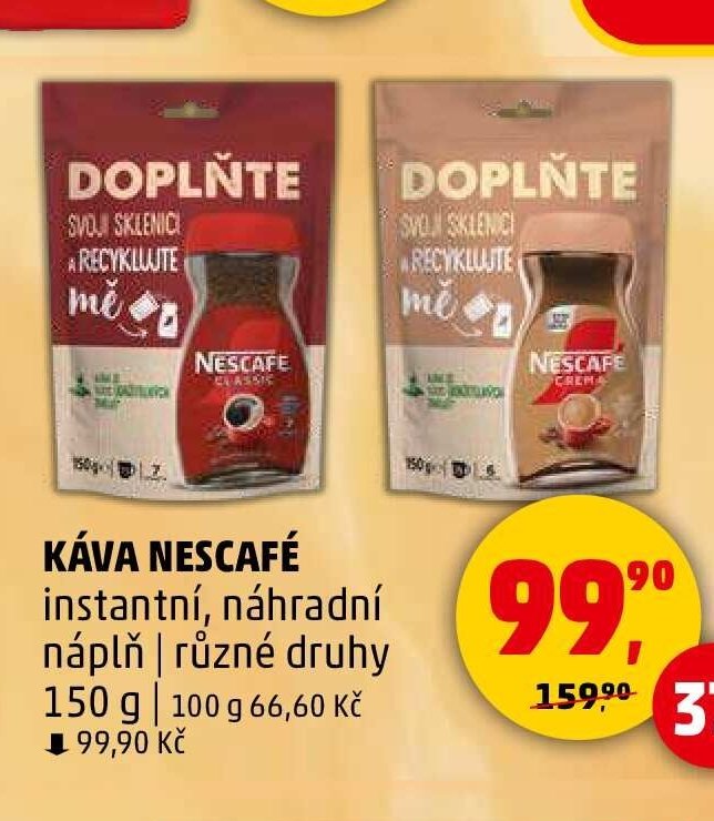 Káva Nescafé instantní, náhradní náplň 150 g