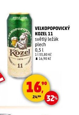 Velkopopovický Kozel 11 světlý ležák plech 0,5 l