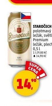 Staročech polotmavý ležák, světlý Premium ležák, plech 0,5 l