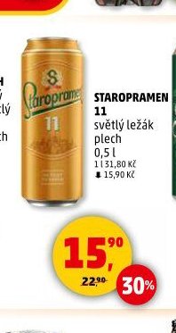 Staropramen 11 světlý ležák plech 0,5 l