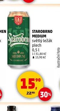 Starobrno Medium světlý ležák plech 0,5 l