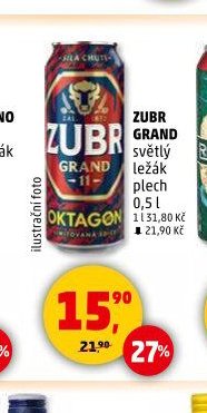 Zubr Grand světlý ležák plech 0,5 l