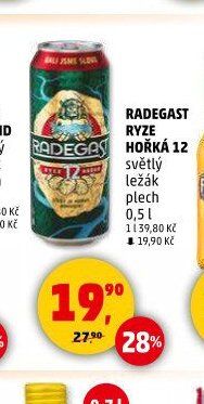 Radegast Ryze Hořká 12 světlý ležák plech 0,5 l