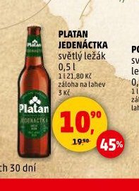 Platan Jedenáctka světlý ležák 0,5 l