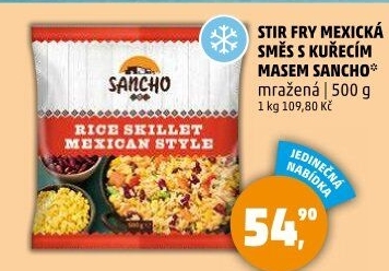 Mexická směs s kuřecím masem mražená Stir Fry Sancho