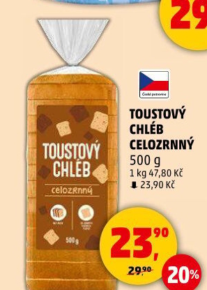 Toustový chléb celozrnný Karlova Koruna