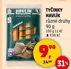 Tyčinky trvanlivé se sýrem a solí Havlík