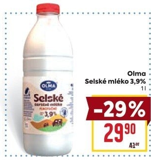 Mléko čerstvé selské Olma - 3,9% plnotučné