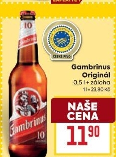 Pivo světlé výčepní Originál 10° Gambrinus