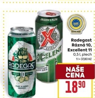 Pivo světlé výčepní Rázná 10° Radegast
