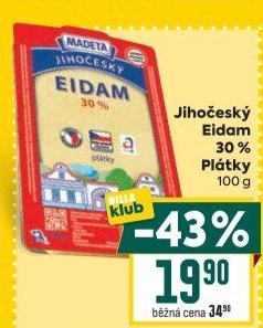 Sýr Eidam Jihočeský 30% Madeta