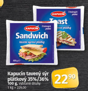 Sýr tavený plátky Kapucín