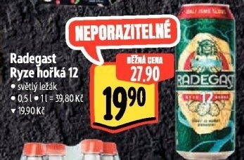 Pivo světlý ležák 12° Ryze hořká Radegast