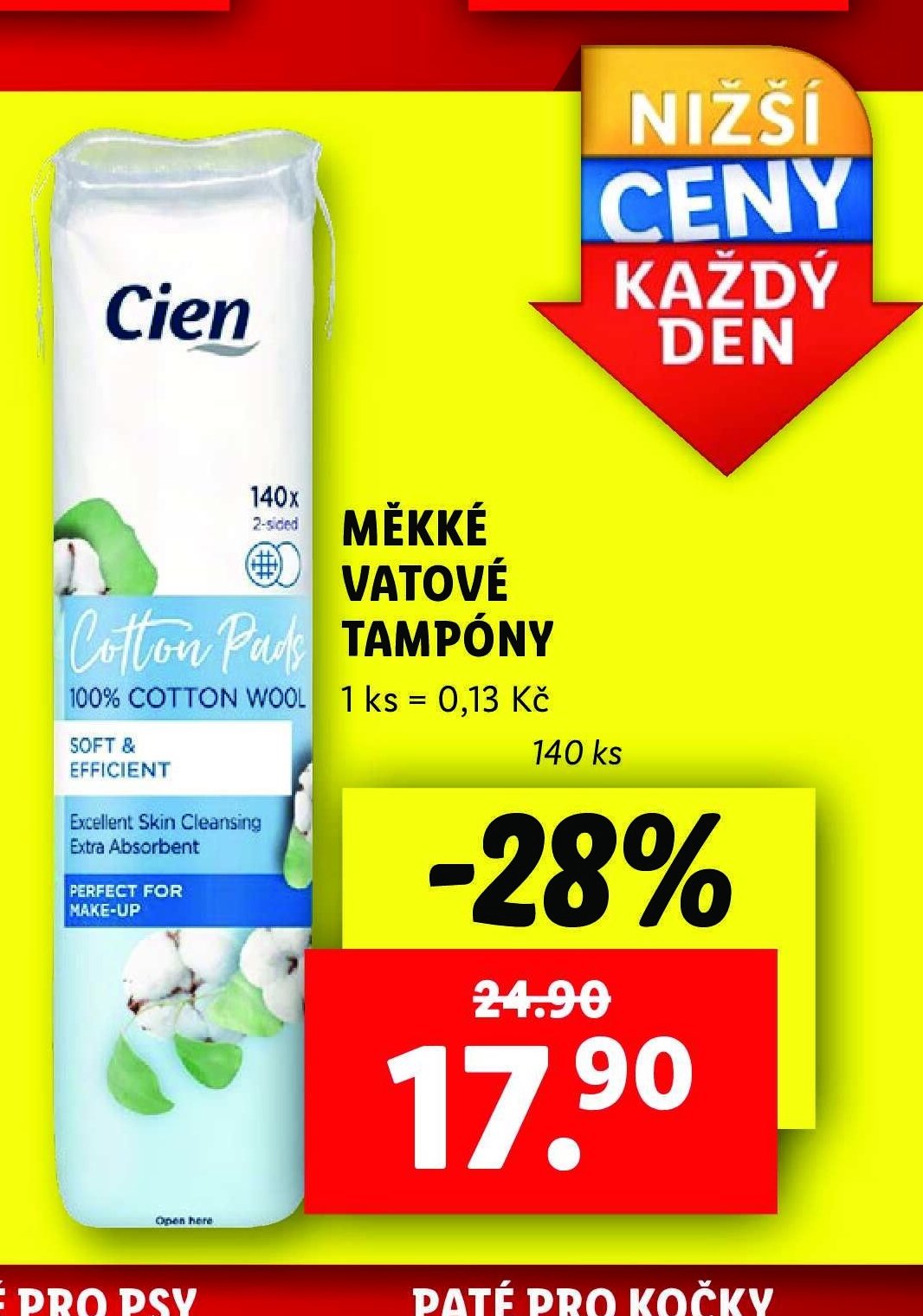 CIEN MĚKKÉ VATOVÉ TAMPÓNY