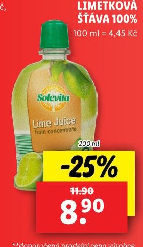 Solevita citronová/limetková šťáva 100%