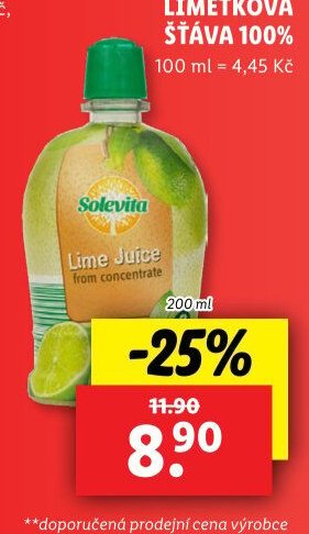 Solevita Citronová/limetková šťáva
