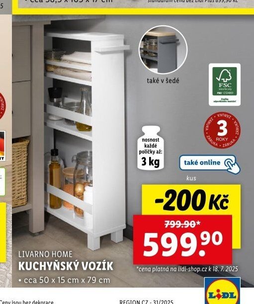 LIVARNO HOME KUCHYŇSKÝ VOZÍK