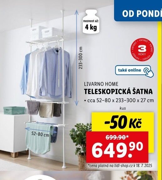 LIVARNO HOME TELESKOPICKÁ ŠATNA
