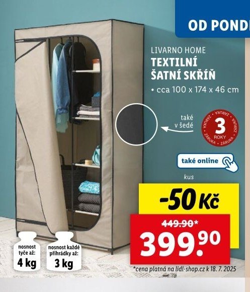 LIVARNO HOME TEXTILNÍ ŠATNÍ SKŘÍŇ