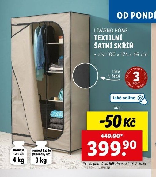 LIVARNO HOME TEXTILNÍ ŠATNÍ SKŘÍŇ