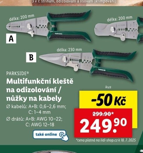 PARKSIDE Multifunkční kleště na odizolování / nůžky na kabely