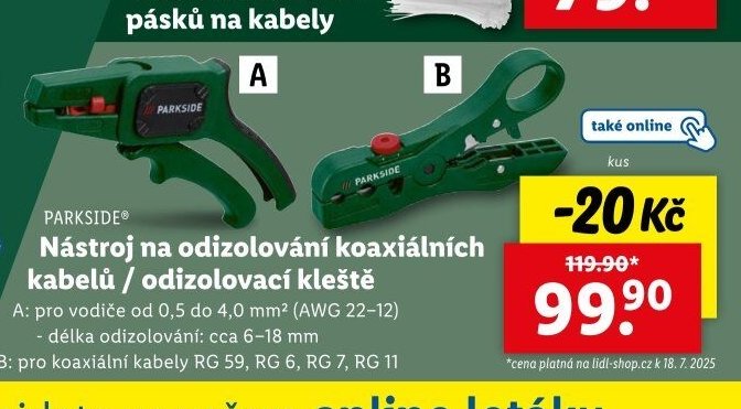 PARKSIDE Nástroj na odizolování koaxiálních kabelů / odizolovací kleště