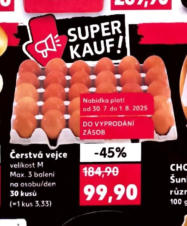 Čerstvá vejce 30 kusů
