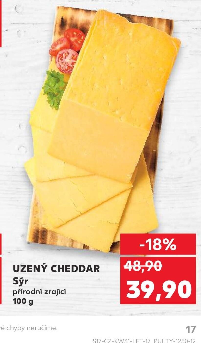 UZENÝ CHEDDAR Sýr přírodní zrající 100 g