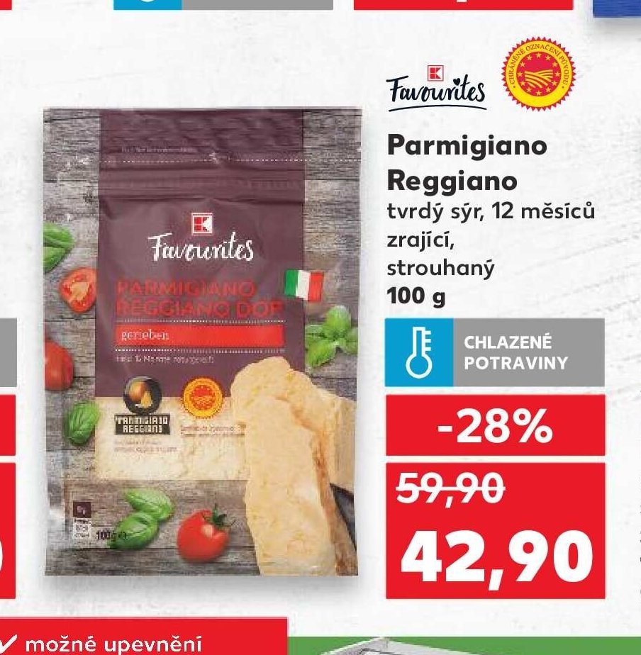 Favourites Parmigiano Reggiano tvrdý sýr 12 měsíců zrající, strouhaný 100 g